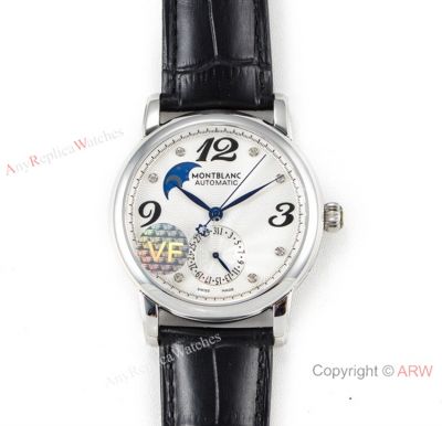 VF Swiss Fake Montblanc Star Legacy Moon SS White Face Watch Mont Blanc Knock off